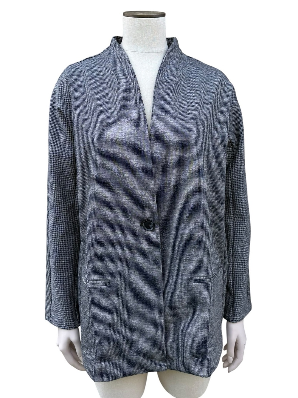 Banana Republic Heather Gray Collarless Single-Button Blazer